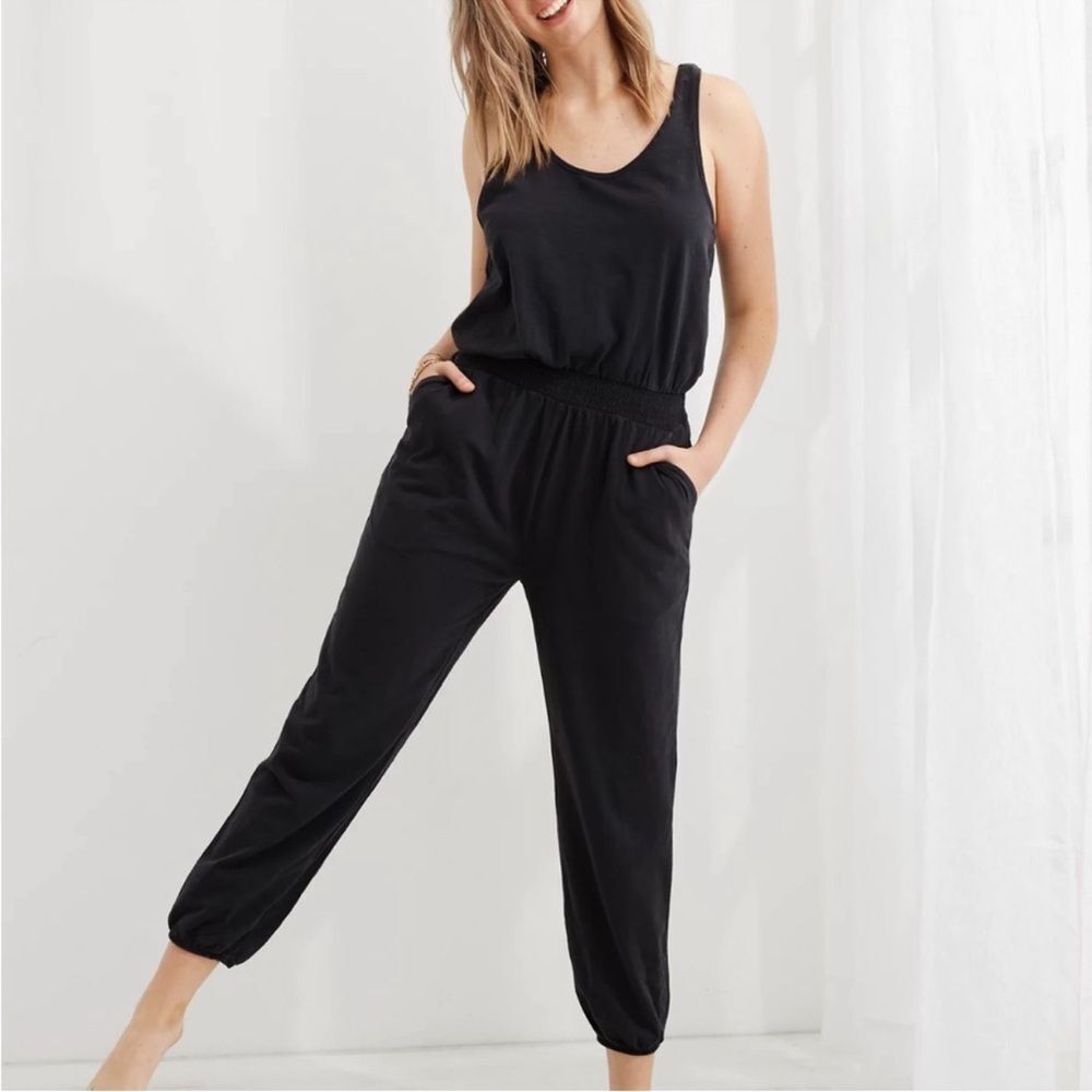Aerie Racerback Tank Jumpsuit Jogger Black small - Picture 2 of 13